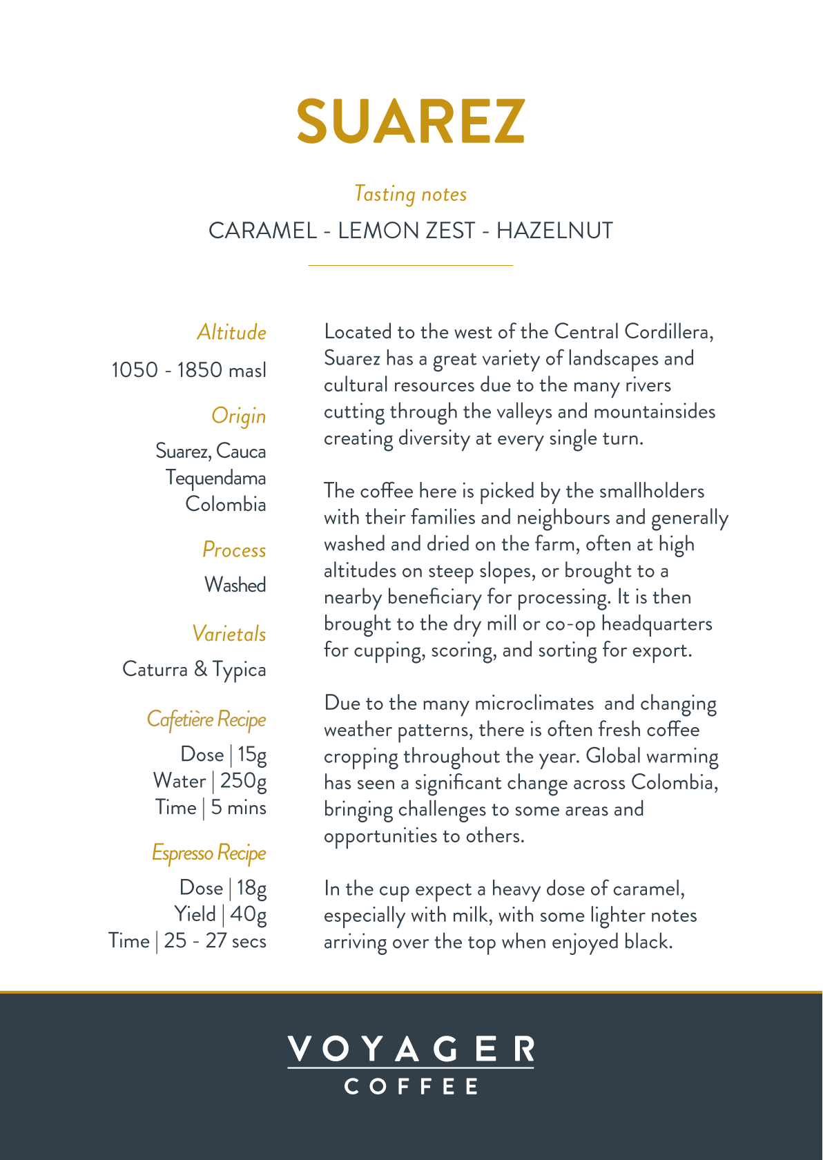 Voyager Suarez Recipe Card